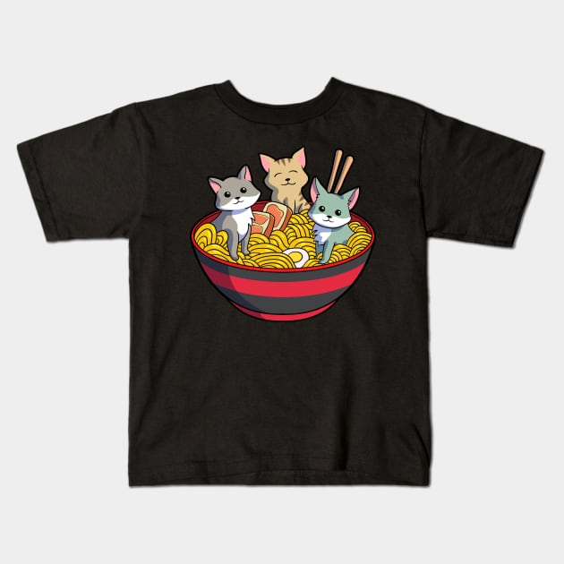 Ramen Cat Kawaii Anime Neko Otaku Cats Japanese Noodles Kids T-Shirt by Blink_Imprints10